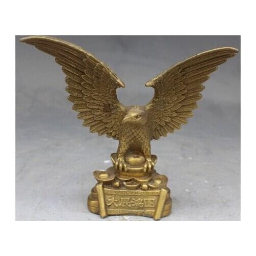 Copper Brass CHINESE crafts Asian Elaborate Chinese Handwork Flying Open wings Eagle Statue