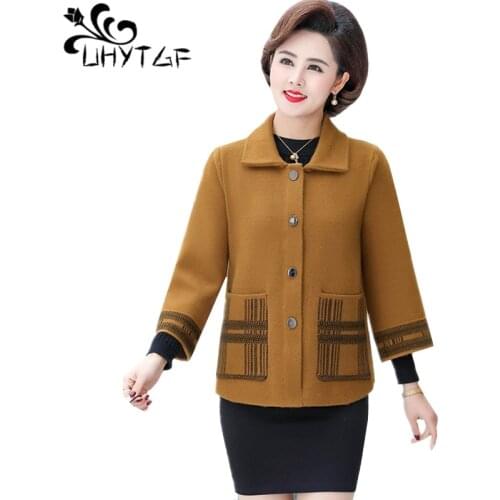 UHYTGF Fashion knitted cardigans for women single-breasted casual female autumn sweaters coat loose plus size sweater women 1742
