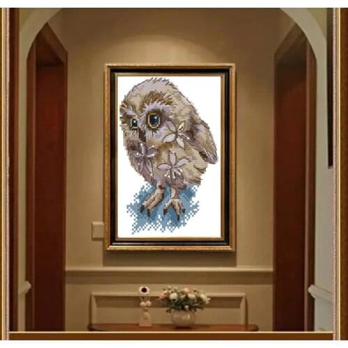 Cute owl Cross Stitch Kits Animal Small Printed patterns Canvas Chinese Embroidery Needlework Kit Cross-stitch set 100% Cotton