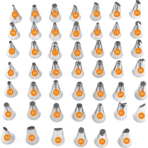 Luyou 48pcs/set Cake Decorating Stainless steel Icing Piping Nozzles Pastry Tips Set Cake Baking Tools Accessories FM1562