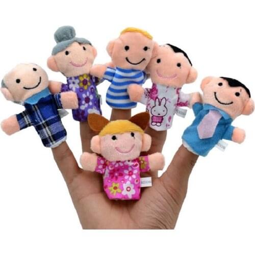 6 pcs/lot Finger Family Puppets Set Mini Plush Baby Toys Finger Puppets Educational Hand Puppet Cloth Doll Toys For Children