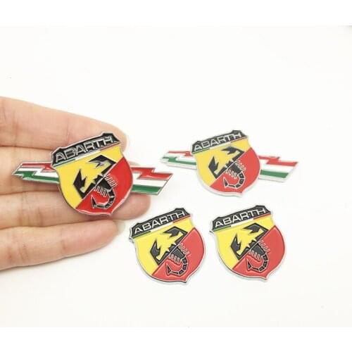 2PCS 3D metal Abarth Logo Sticker Emblem Badge Decals For Fiat Abarth Punto 124/125/125/500 Car Styling Accessories