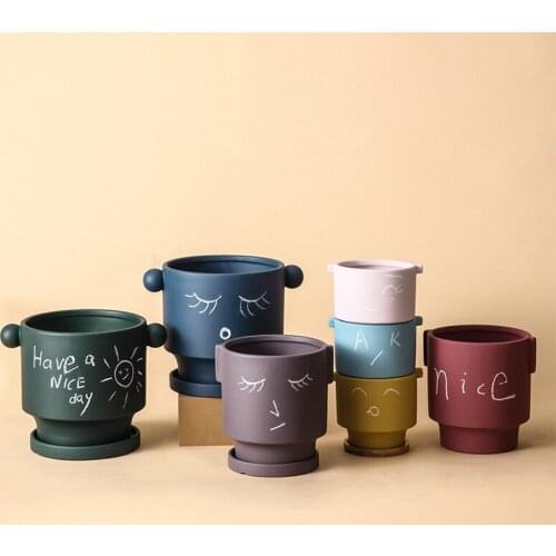 Nordic Ceramic Flowerpot Abstract Art Sculpture Handicraft Home Decoration Accessories Living Room Flower Planting Arrangement