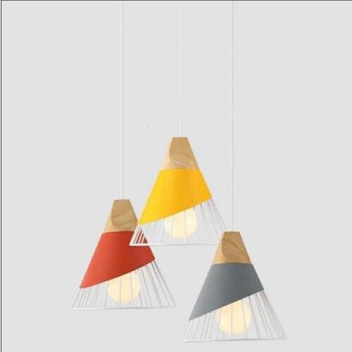 Nordic Pendant Light Woden Pendant Lamp For Home Lighting Modern Hanging Lamp Aluminum Lampshade LED Bulb Kitchen Light E27