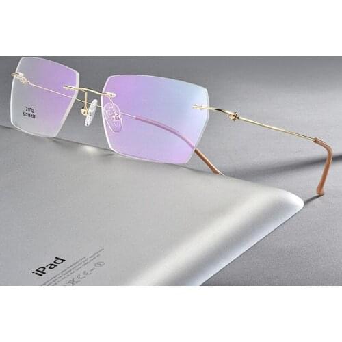 Men Rectangular Rimeless Eyewear Frames Lightweight Clear Lens Optical Eyeglasses Ultra Lightweight Readers for Men Women