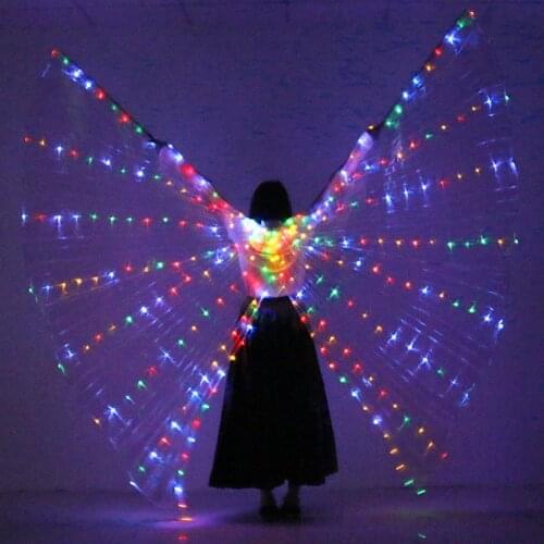 Open Style LED Belly Dance Performance Props Women Girls Belly Dance LED Light ISIS Wings Egypt India Dance LED Wings With Stick