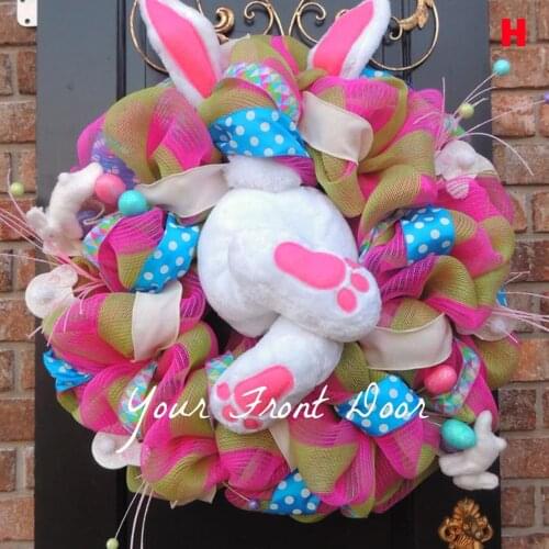 Easter Door Decorations Bunny Butt and Ears Wreath Easter Spring Outdoor Indoor Hanging Welcome Wreath ALI88