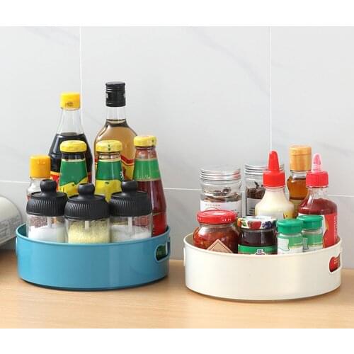 Plastic Turntable Storage Tray Fruit Snack Dried Storage Plate Multifunctional Plastic Desktop Organizer 360° Rotating Storage