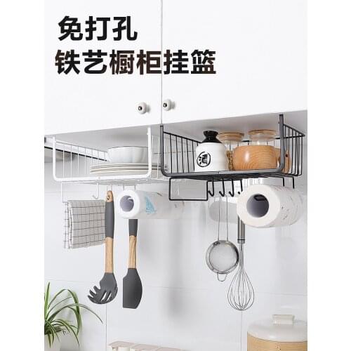 Kitchen cabinet hanging basket storage rack hanging cabinet storage rack wardrobe layered storage partition shelf artifact