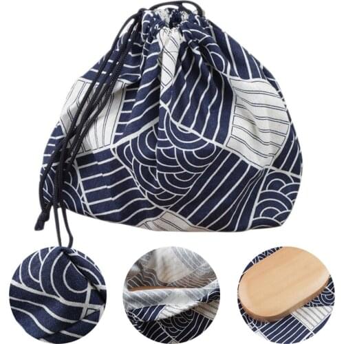 28*22 cm Portable Lunch Box Bento Carry Tote Picnic Case Pouch Drawstring Storage Bag