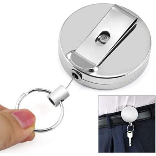 Portable Mini Key Buckle Metal Body Steel String Safety Key Holder Keyring Retractable Rope Keychain Anti-Lost Key chain