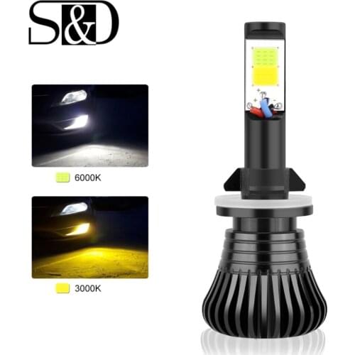 S&D Fog light H27 LED 880 881 Dual Color Fog Light DRL Daytime Running Lights Drving Bulb Car Lights 3000k 6000k 12V Auto Lamp