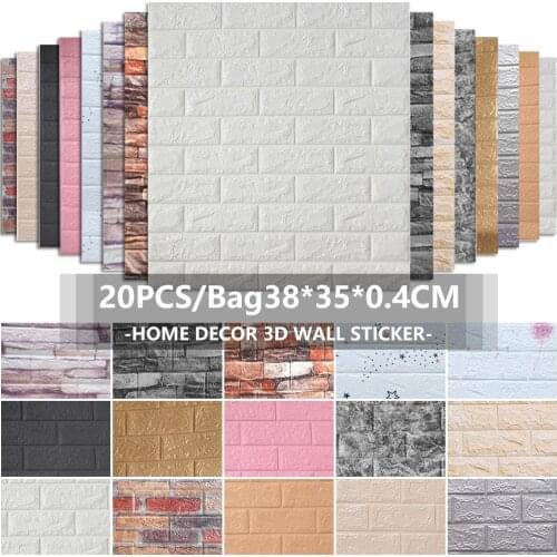 20Pcs Self adhesive Waterproof TV Background Brick Wallpapers 3D Wall Sticker Living Room Wallpaper Mural Bedroom Decorative