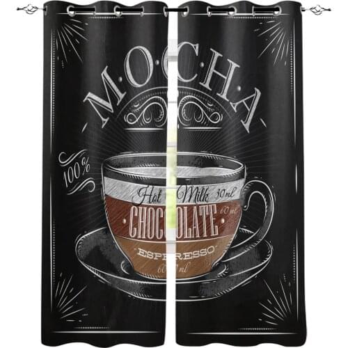 Modern Coffee Poster Coffee Cup Window Curtain Bedroom Kitchen Living Room Decoration Items Window Curtains for Living Room