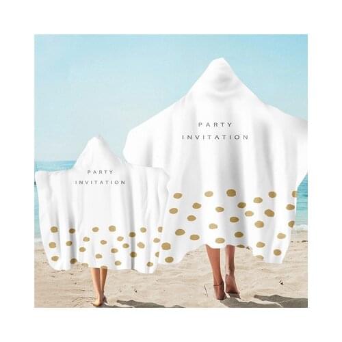 Fresh Background Printing Microfiber Beach Poncho Towel Soft Wearable Quick Drying Bath Towels With Hooded Bathrobe
