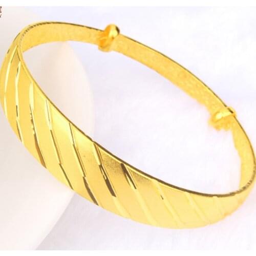 Thick Adjustable Bangle Yellow Gold Filled Womens Bangle Bracelet 60mm