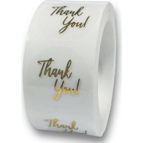 50-500pcs 1inch Clear Gold Foil Thank You Stickers for Envelope Sealing Label Stickers Pretty Things Inside for Gifts Package