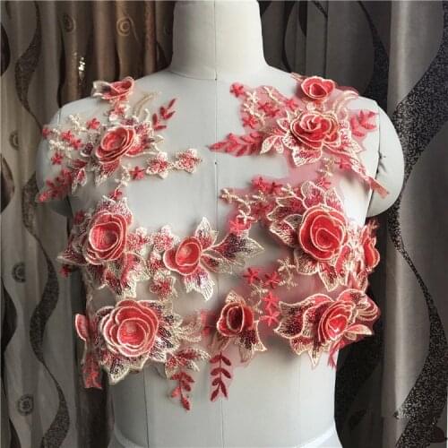 Embroidered 3D flower patch applique for Stage performance clothing sewing on fabric decoration applique accessories