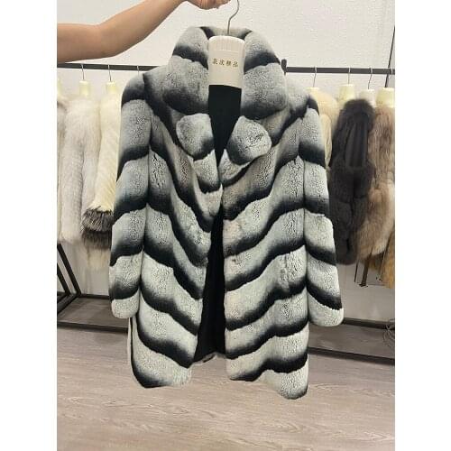 Women Winter Warm Super Soft Real Natural Rex Rabbit Fur Coat High Quality Genuine Rex Rabbit Fur Winter Jacket 82cm