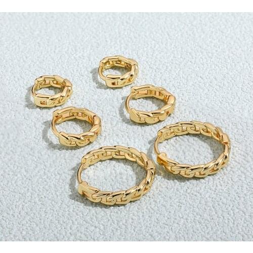 10/12/17mm Punk Rock Gold Tiny Cuban Link Chain Earrings for Women Minimalist Small Hoop Huggie Earrings Ear Bone Buckle Brincos