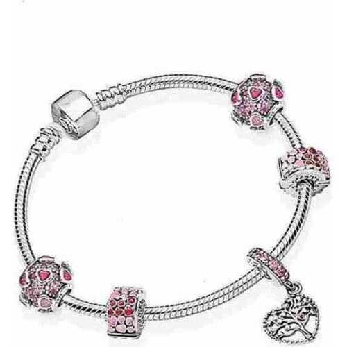 100% 925 silver plain sterling Pan bracelet for woman with heart charms current accounts fashion jewelry