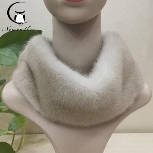 Womens Winter 100% Real Mink Fur Scarf Double-sided Scarves Mens Wraps Neckwarmer Real Fur Rings Length 60 cm width 10cm