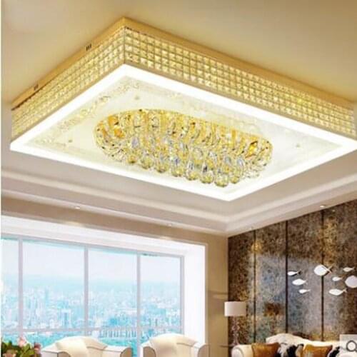 Golden European atmosphere living room crystal lamp round modern led ceiling lamps bedroom study restaurant lighting fixture led
