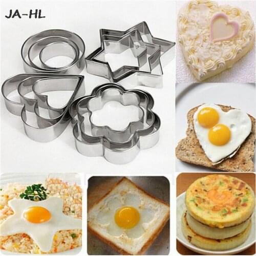 12Pcs DIY Stainless Steel Cookie Biscuit Mold Star Heart Cutter Baking Mould Cake Mould
