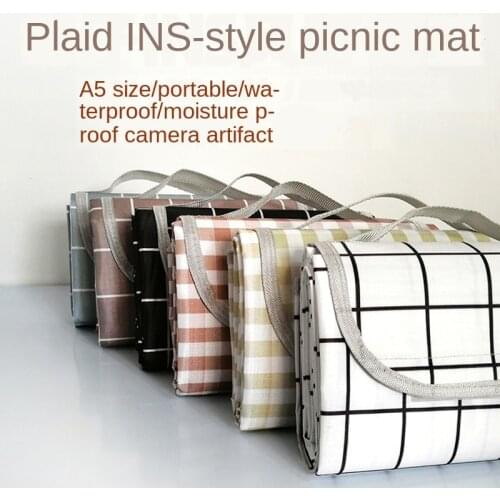 140x150/200x200cm Portable Outdoor Beach Picnic Folding Waterproof Sleeping Camping Pad Mat Moistureproof Plaid Oxford Fabric