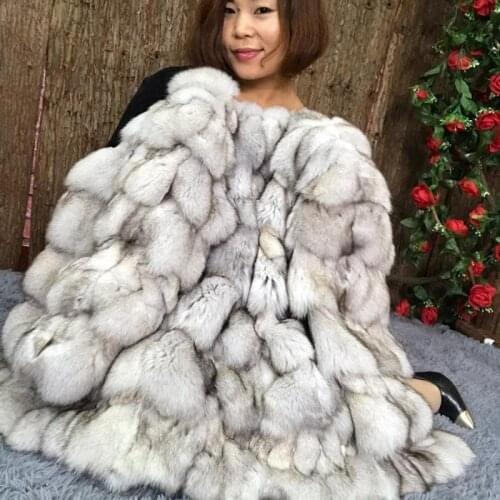 2021Winter Luxury Women Real Fox Fur Full Pelt Fur Coat Thicken Warm Outwear Jacket Genuine Fur Long Coat Free Shipping Hot Sell
