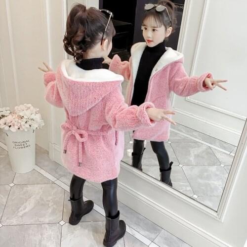 2021 Winter New Baby Girls Clothing Kids Outerwear Clothes Casual Hooded Wool Coat Children Casual Long Sleeve Warm Coats X171