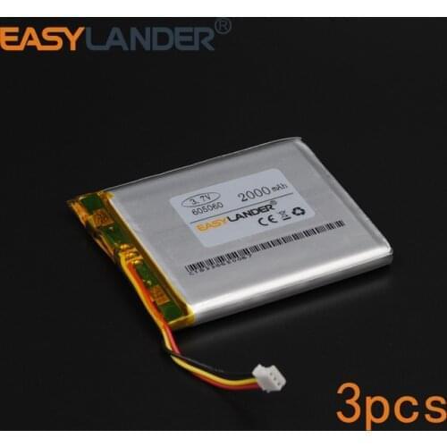 3pcs/Lot 3.7V 2000mAh Rechargeable li Polymer Li-ion Battery For MP3 MP4 Game Player mouse PSP Lampe speaker toys 605060 065060