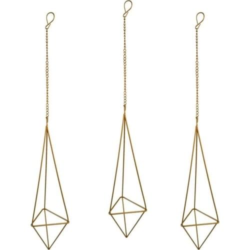 3 Pack Hanging Air Plant Holder for Tillandsia Air Plants Display with Chains, Wall Hanging Geometric Air Plants Rack CNIM Hot