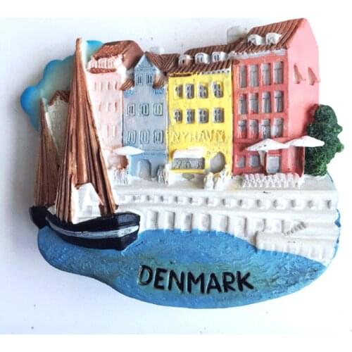Denmark Copenhagen Handmade Painted 3D Fridge Magnets Travel Souvenirs Refrigerator Magnetic Sticker Home Decoration