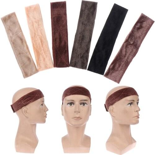 55CM Elastic Band Brown/Black/Blonde Hand Made Non-Slip Wig Grip Band With Double Sided Velvet Adjustable Wig Hair Band