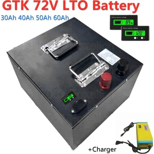 GTK 72V LTO batttery 72V 30Ah 40Ah 50Ah 60Ah lithium titanate battery Pack with BMS fast Charge long cycle time +10A Charger