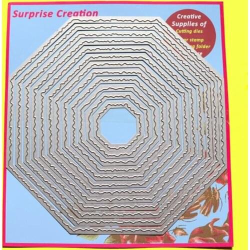 Large cutting dies Torn edge Octagon 18.5x18.5cm Scrapbook DIY Cardmaking Paper Craft Metal dies