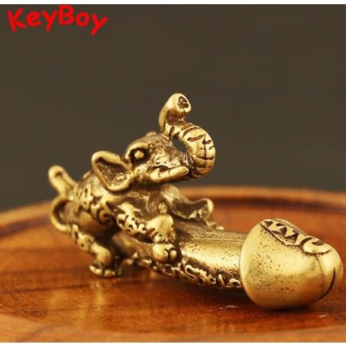 Solid Brass Elephant Male Genitalia Keychain Pendant Car Man Penis Pendants Key Chain Ring Hanging Funny Gift Jewelry Desk Decor
