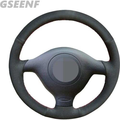Car Steering Wheel Cover For Volkswagen VW Golf 4 1998-2004 Passat B5 1996-2005 Polo Black Hand-stitched Suede