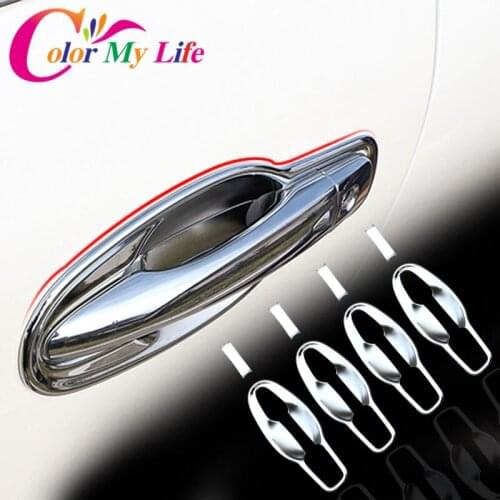 Color My Life Car ABS Chrome Outer Door Handle Bowl Protective Trim Cover Sticker for Renault Samsung QM6 2017 2018 Accessories