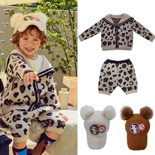 Kids Sweater Beaularcciel Leopard Lovely Coat Boy Girls Jackets New Autumn Winter Fashion Child Clothing Knit Tops Toddler pants