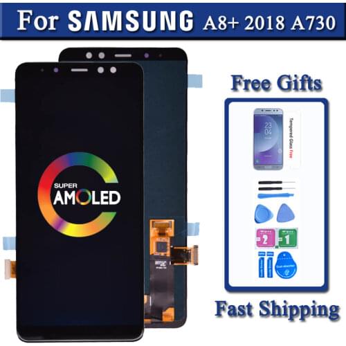 Display For Super AMOLED Samsung Galaxy A8+ A8 plus 2018 A730 LCD A730F SM-A730F Display Touch Screen Digitizer Replacement Par
