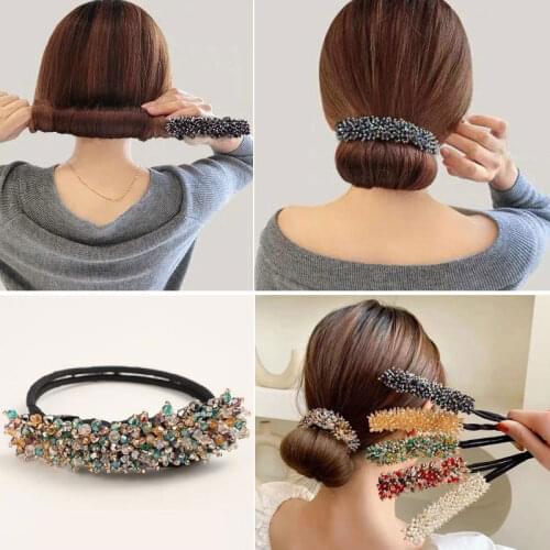 H:HYDE Wedding Bridal Rhinestone Pearl Flower Clear Crystal Handmade Maruko Hair Pins Clips Bridesmaid Hairwear Hair Accessory