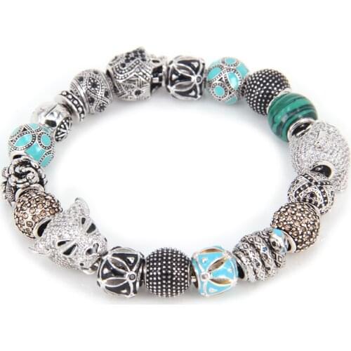 HEMISTON Thomas Style Green Bead Bracelet With Tiger Beads Skull Beads, Rebel Heart Bracelet For Men TS