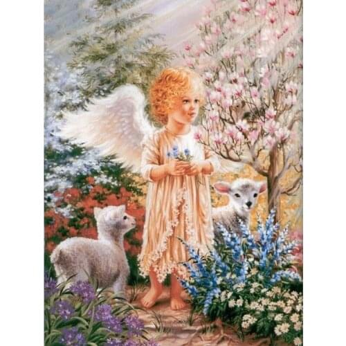 Full Square drill 5D DIY Diamond embroidery Angel and goat Diamond Painting Cross Stitch Rhinestone Mosaic decor gift