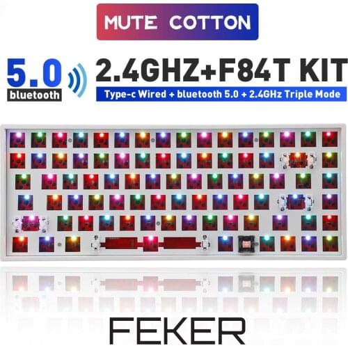 FEKER 84 Keys Hotswap DIY Keyboard Customized Kit Triple Mode bluetooth 2.4Ghz NKRO Backlit Mute Cotton Mechanical Keyboard Kit