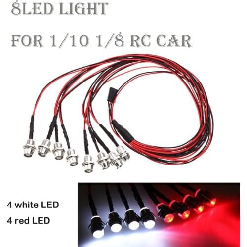 8 Led White Red Light Kit Headlight Taillight For 1/10 1/8 Rc Crawler Accessory 8 Led White Red Light Kit Headlight Taillight
