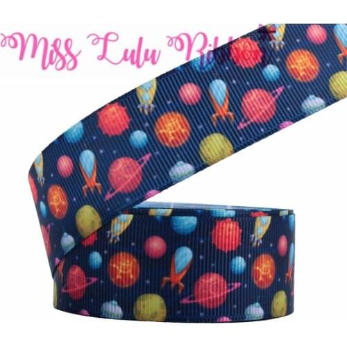 16mm-75mm Cartoon Dinosaur Zebra Rocket Printed Grosgrain/Foe Ribbon DIY Hair Bowknots 50yards/roll