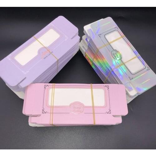 Mikiwi Wholesale False Eyelash Lavender Packaging Cardboard Box Pink Custom Logo 3d Mink eyelashes Holography Boxes Empty box