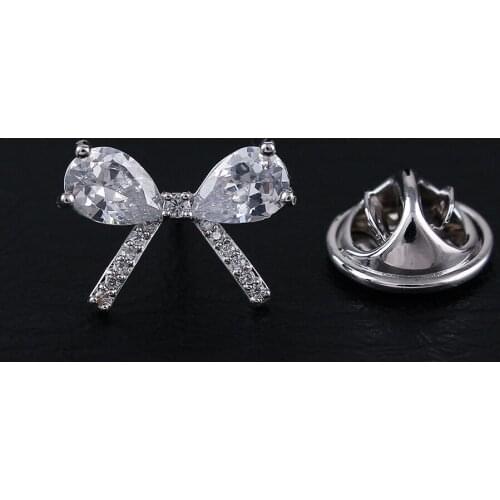 Fashion Classic Small Button Brooch Bow High Quality Metal Bowknot Lapel Collar Pins For Women Coat Accessories